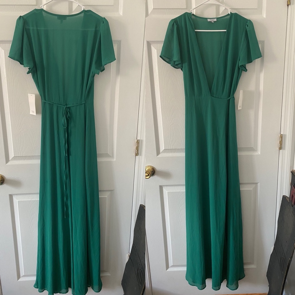 Green maxi wrap dress